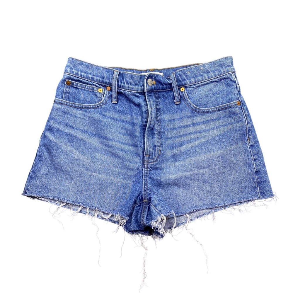 Madewell The Perfect Jean Short Size 30 Blue High Rise Raw Hem Cut Offs 10694